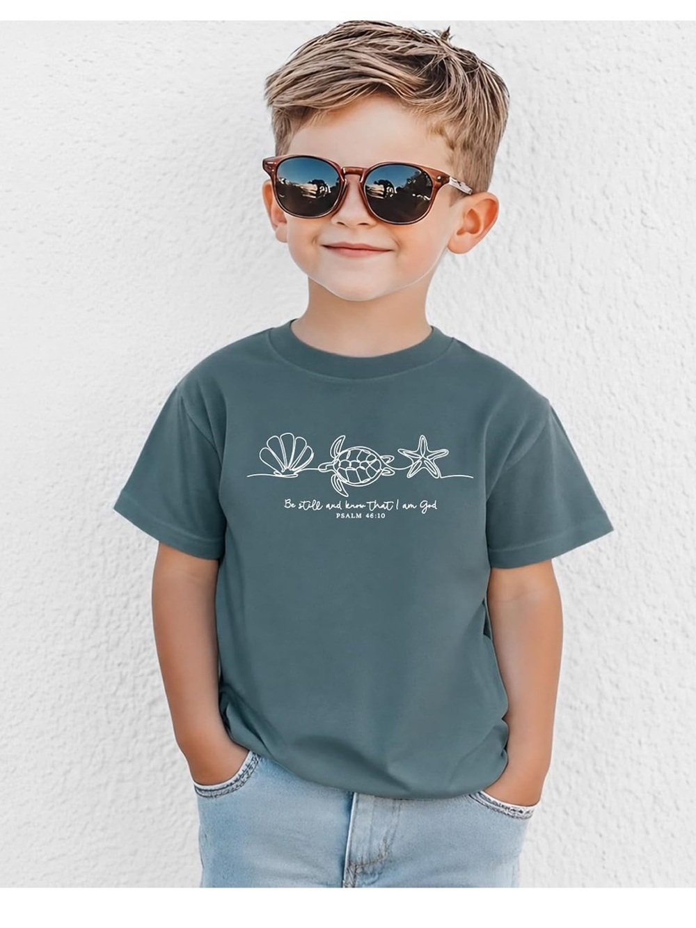 Chic Nation Slate Green Sea Life Graphic Tee